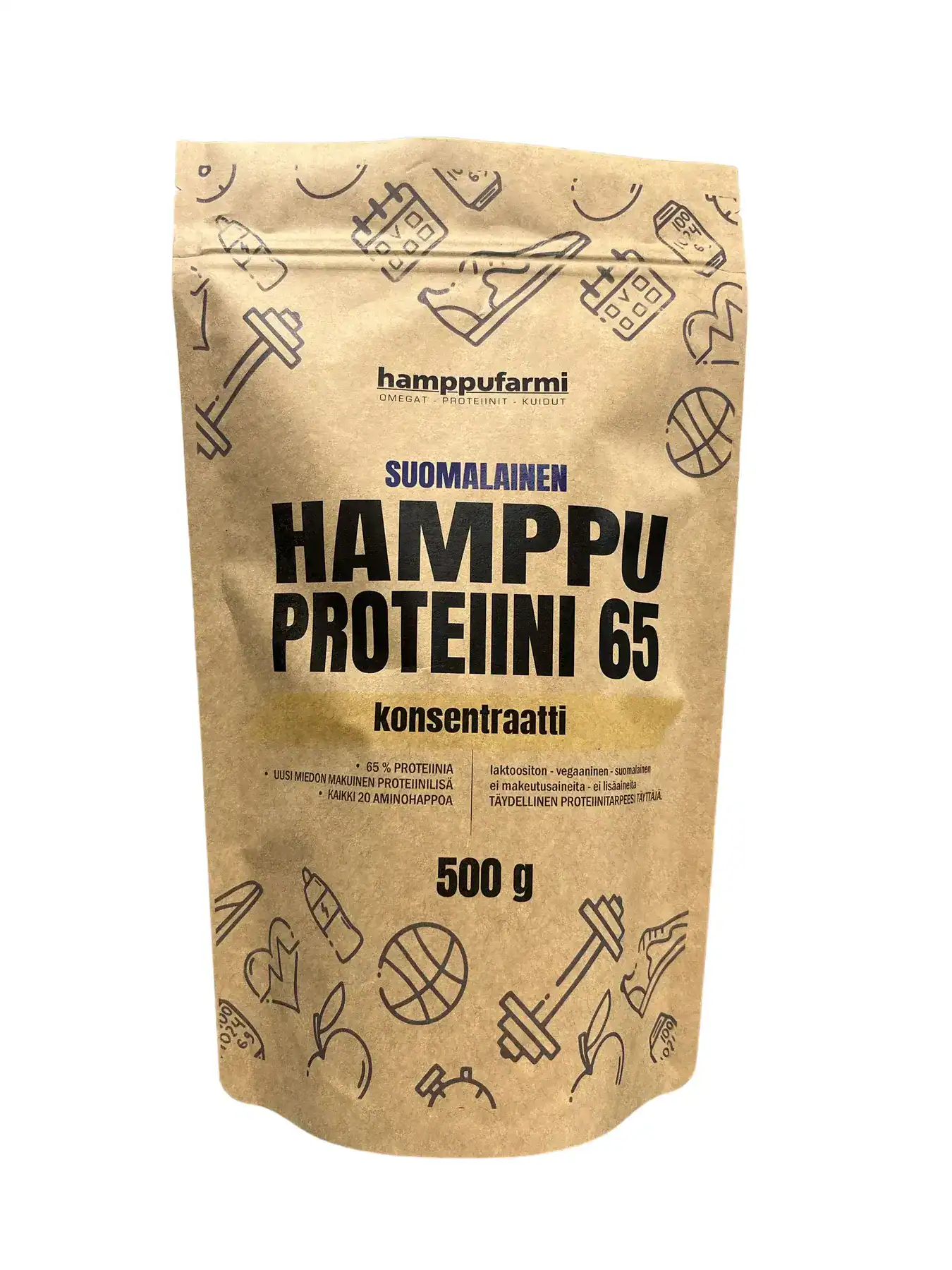 Hamppufarmi Hamppuproteiini 65 konsentraatti 500g