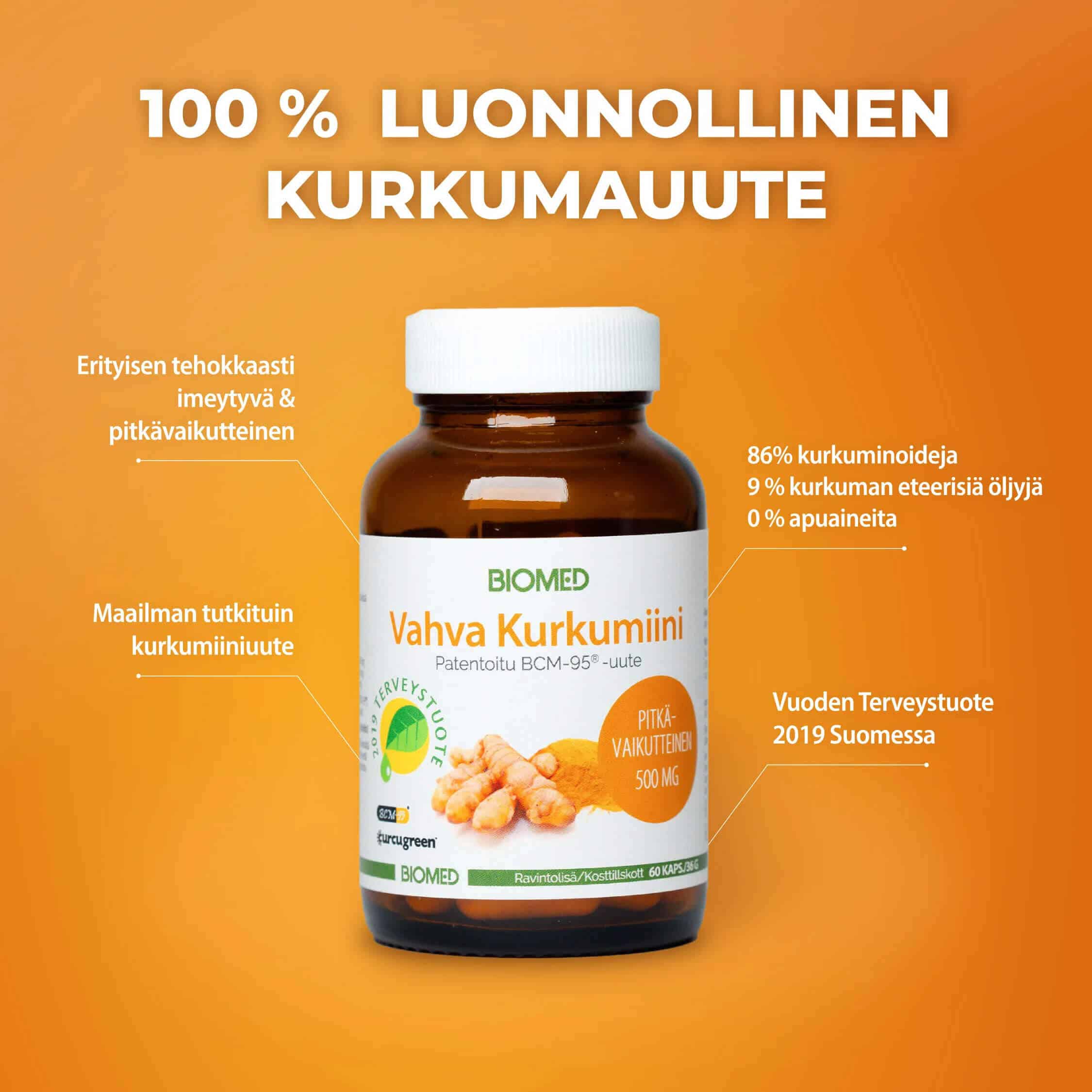 Biomed Vahva kurkumiini – Curcugreen® 60 kaps. - Image 2