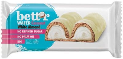 Bett'r Luomu Valkosuklaa-vohvelipatukka Kookos& manteli 33g